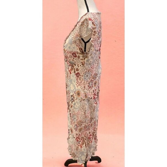 Believe Womens Chiffon Flutter Slip Dress Size 12 Lined Wood Beads Y2k Brown - Picture 8 of 16